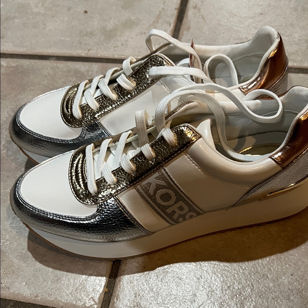 Michael Kors White and Silver Sneakers new with tags